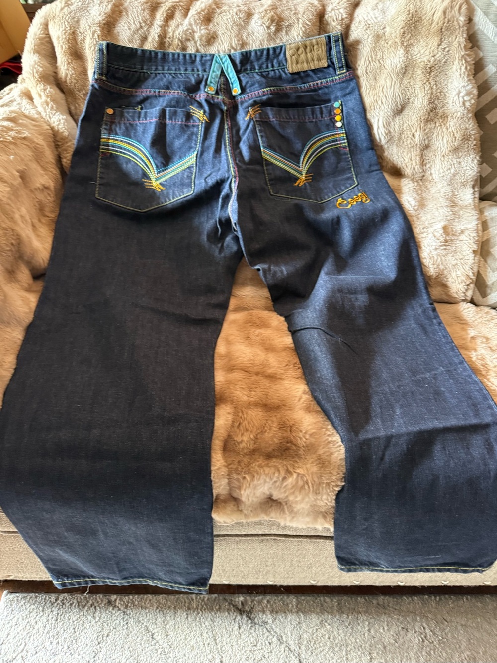 COOGI Dark Blue Bootcut Jeans with Contrasting Stitching